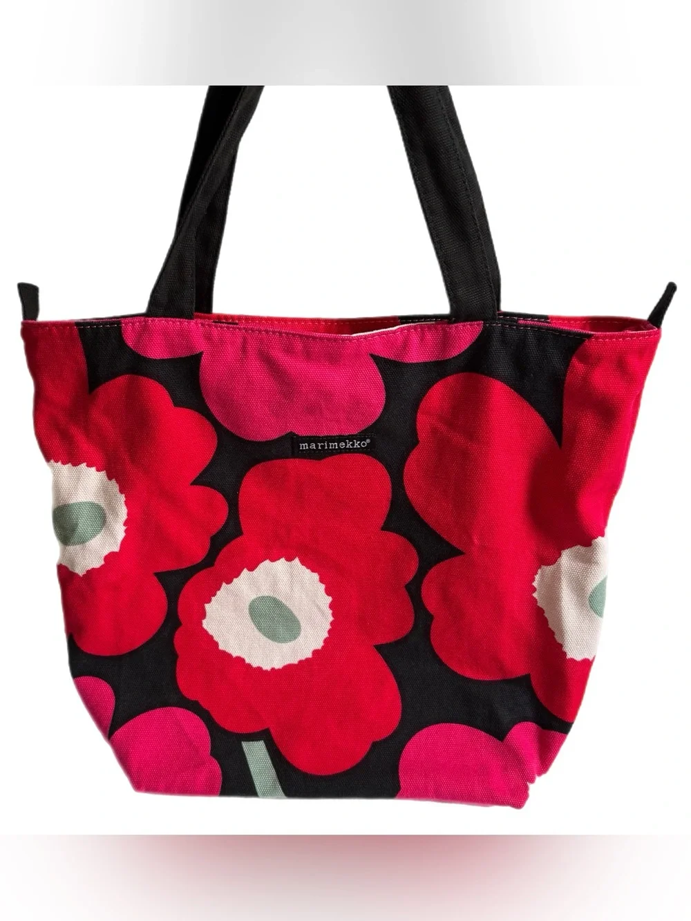 Marimekko Avon Breast Cancer Crusade Awareness Poppy Flower Canvas Tote Bag